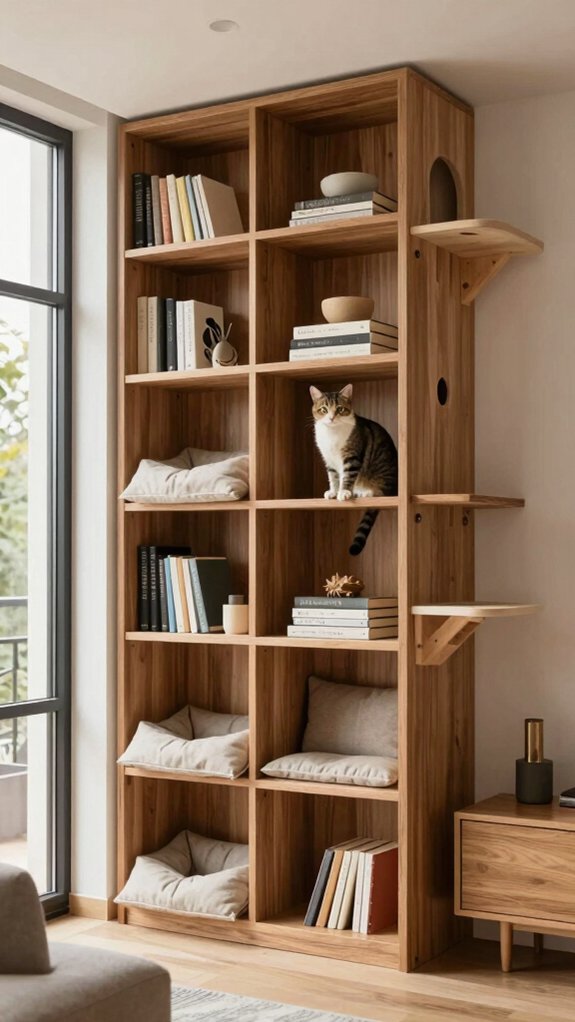 bookshelf cat climbing path