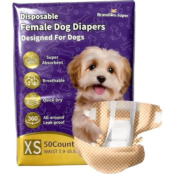 BrandonSuper Female Dog Diapers XXS 50CT