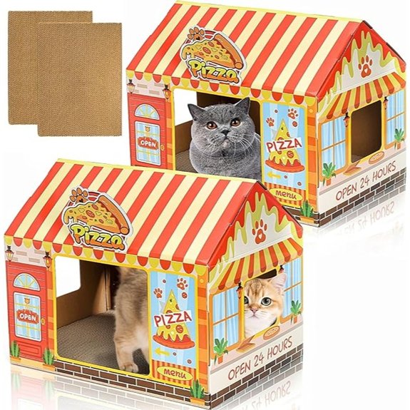 2-Pack Cardboard Cat House with Scratcher