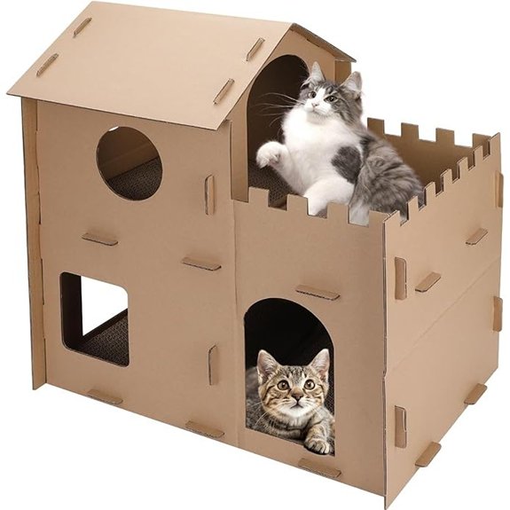 Cardboard Multi-Level Cat Scratcher Condo with Hideout