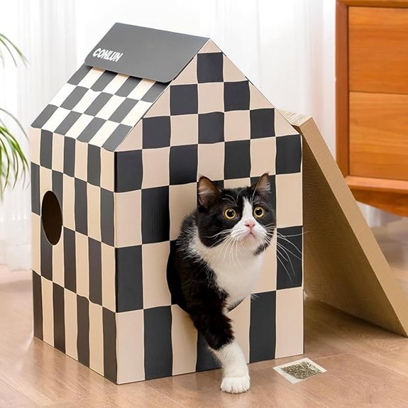 Cardboard Cat House with Scratch Pad & Catnip