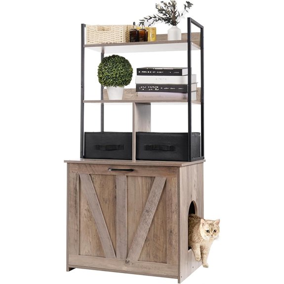 Dwanton Cat Litter Box Enclosure with Storage Shelves