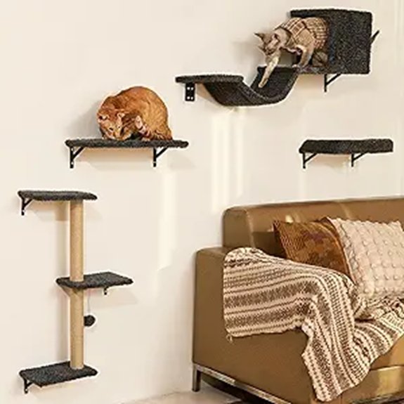 FUKUMARU 4-in-1 Cat Wall Shelves & Scratcher