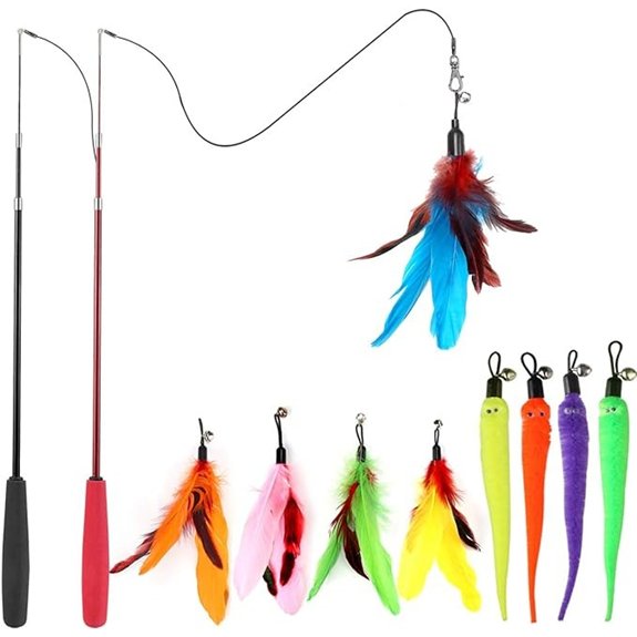 Interactive Cat Wand Toy with Feather Refills (2+9)