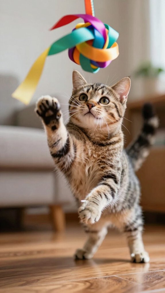 colorful ribbon cat toy