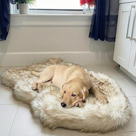 IHAPPYDOG Faux Fur Orthopedic Memory Foam Dog Bed