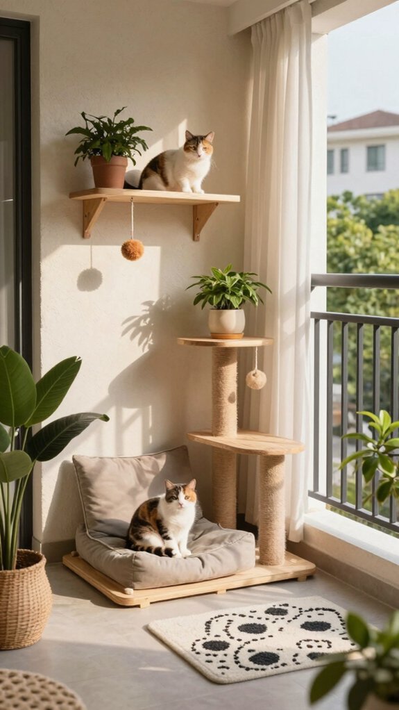 cozy secure cat balcony