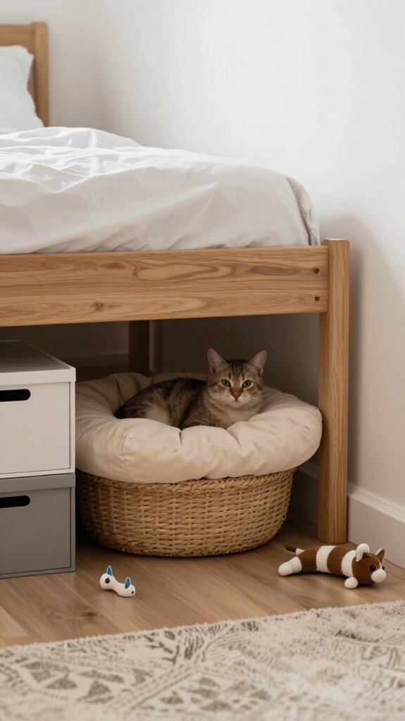 cozy under bed cat nook