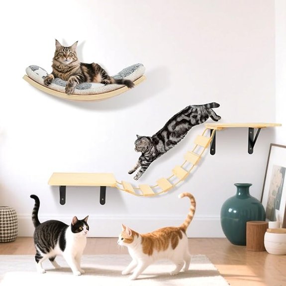 Cat Wall Shelves Set of 4 - Curved Cat Furniture