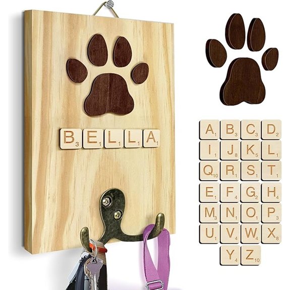 Dog Leash & Collar Wall Mount with Scrabble Letters