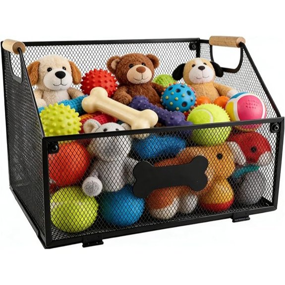 Large Metal Dog Toy Storage Basket with Handles