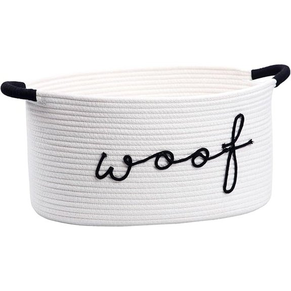 Woof Woven Dog Toy Storage Basket with Handles