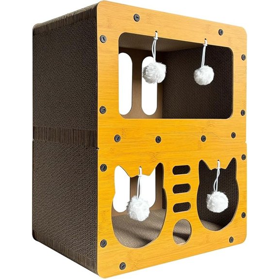 2-Tier Cardboard Cat Scratcher House with Toys