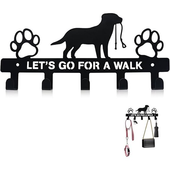 5-Hook Heavy Duty Metal Dog Leash & Key Holder
