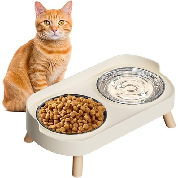 Elevated Raised Cat Food & Water Bowl Set