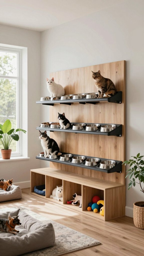ergonomic multi pet feeding station