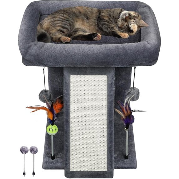 TWDEPART Grey Cat Tree Tower with Scratching Post