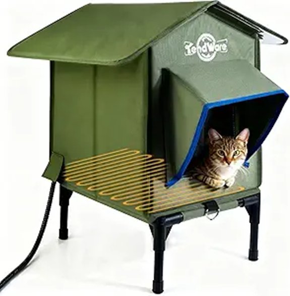Outdoor Heated Elevated Cat House Shelter for Outdoors