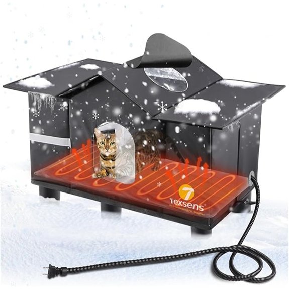 Texsens Heated Weatherproof Outdoor Cat House with Cushion