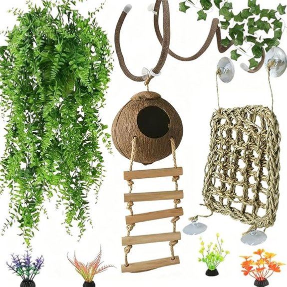 Leopard Gecko Tank Accessories: Hammock Vines Hideout