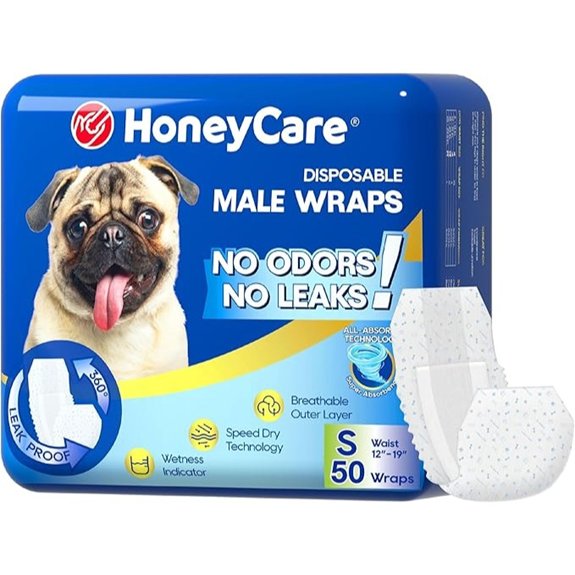 HONEY CARE All-Absorb A26 Male Dog Wrap 50 Count Small