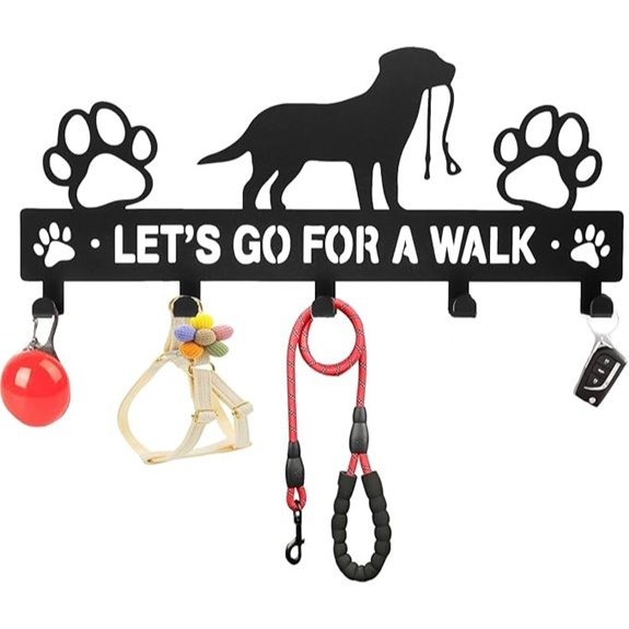 5-Hook Metal Wall Dog Leash and Key Holder