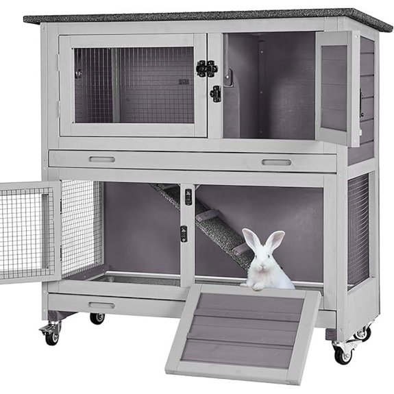 Rabbit Hutch with Casters & Two Plastic Trays