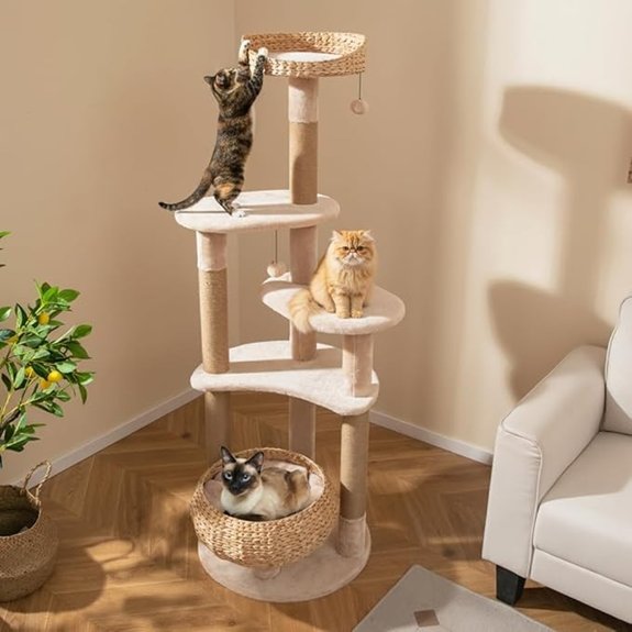 Tangkula 65 Modern Cat Tree with Perches