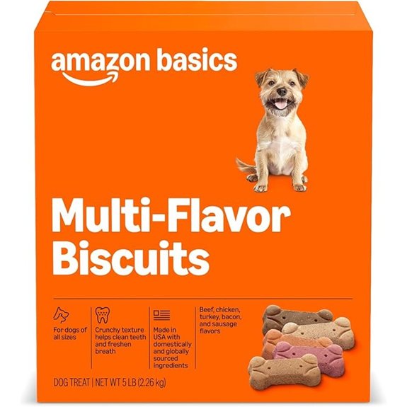 Amazon Basics Crunchy Dog Biscuits Multi Flavor Dog Treats 5 lb. Box