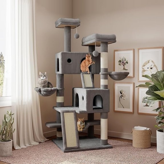 SHA CERLIN 65 Multi-Level Grey Cat Tree Condo