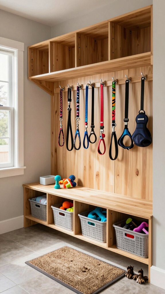 organized dog gear storage