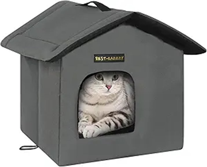 Rest-Eazzzy Weatherproof Insulated Outdoor Cat House (Grey)