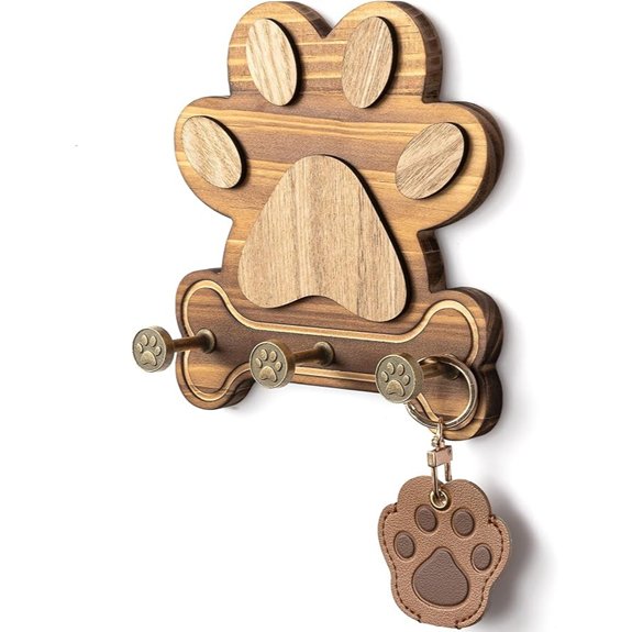 MTERSE Pine Wood Dog Leash & Key Holder (Brown)