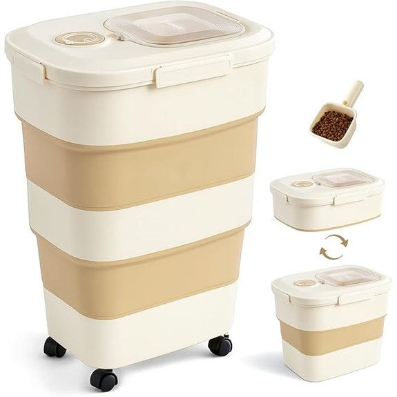Collapsible Airtight Dog Food Storage Container with Wheels
