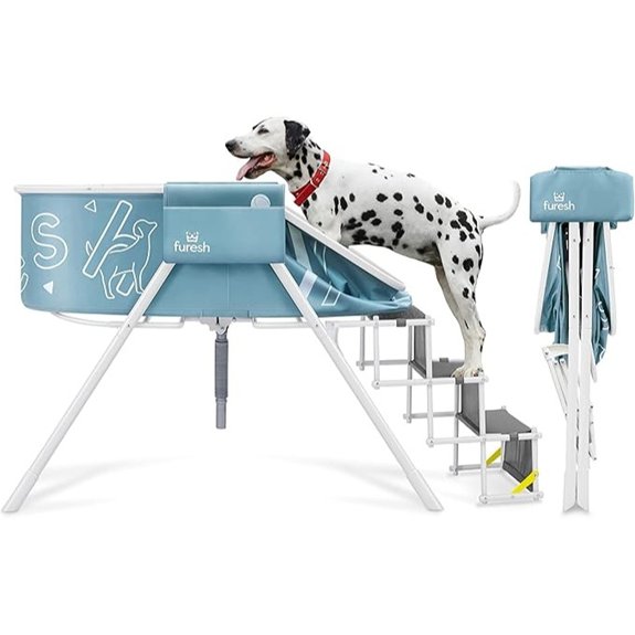 Furesh Foldable Elevated Dog Bath Tub with Stairs