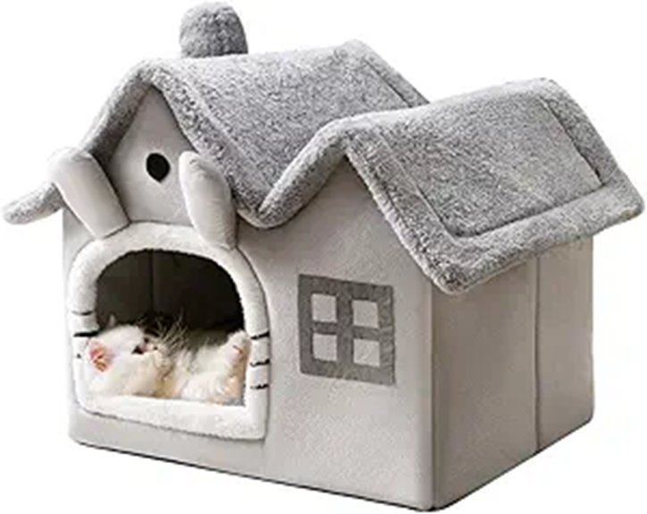Luxury Foldable Indoor Dog & Cat House (Grey M)