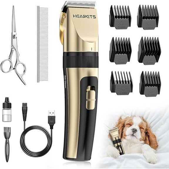 Rechargeable Quiet Dog & Pet Hair Clippers (Gold)
