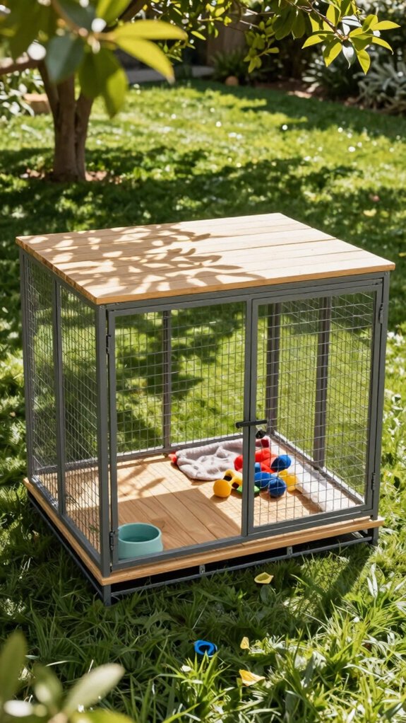 raised outdoor dog cage
