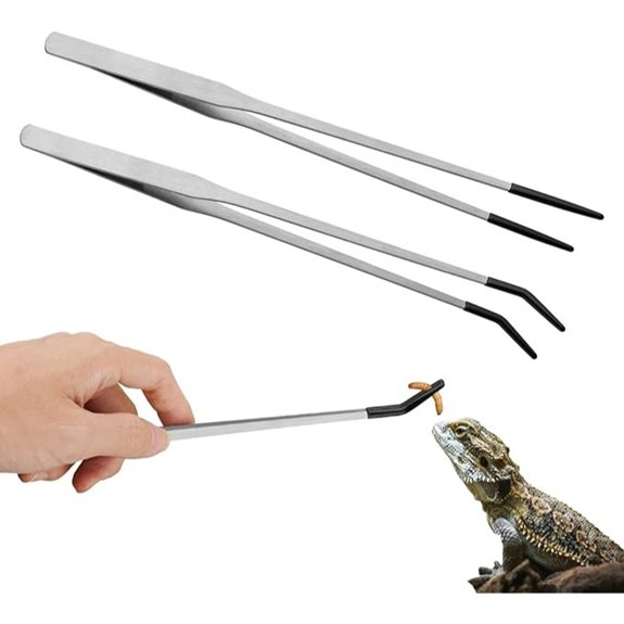 Stainless Steel Reptile Feeding Tongs (Straight & Curved)