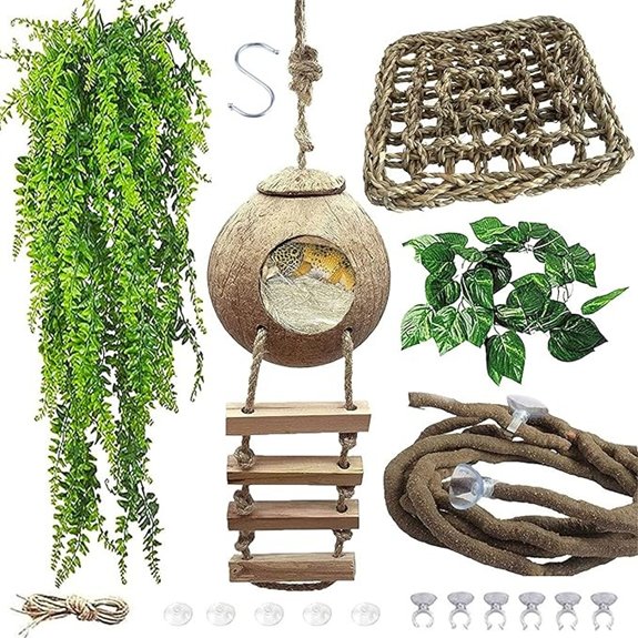 Lizard Coco Den Coconut Husk Reptile Hideout with Ladder