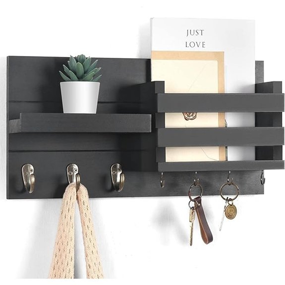Rustic Wall-Mount Mail Organizer with Key Shelf