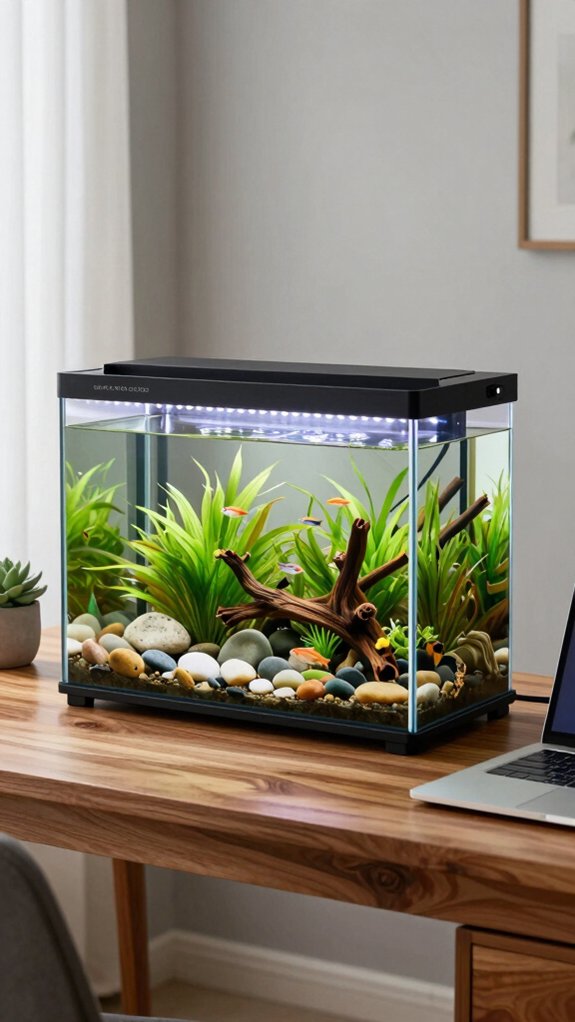 sleek minimalist desk aquarium