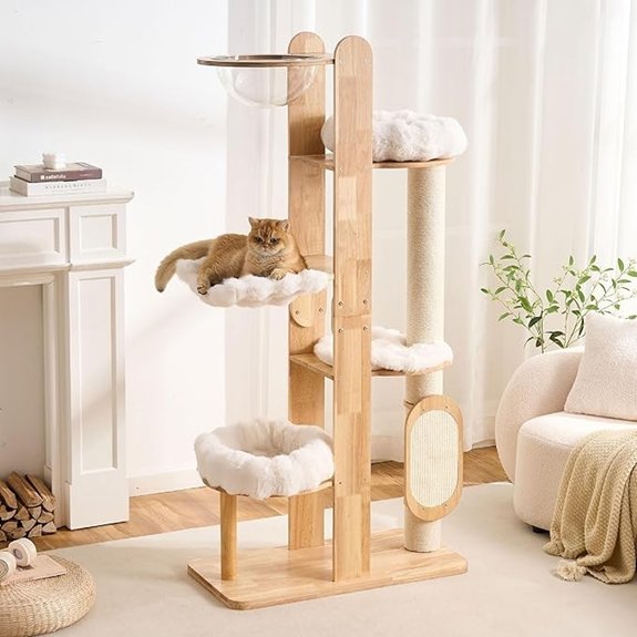 HITTITE 64 Solid Wood Cat Tree Tower