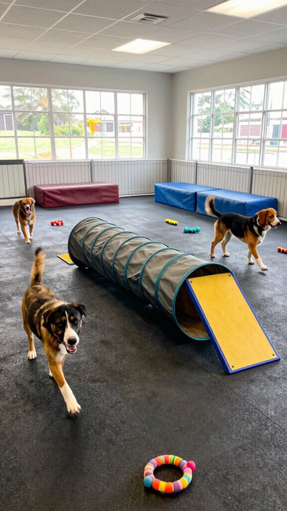 spacious stimulating dog environment