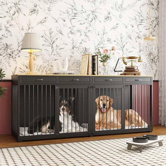 Extra Large Double-Room Wooden Dog Crate (93)