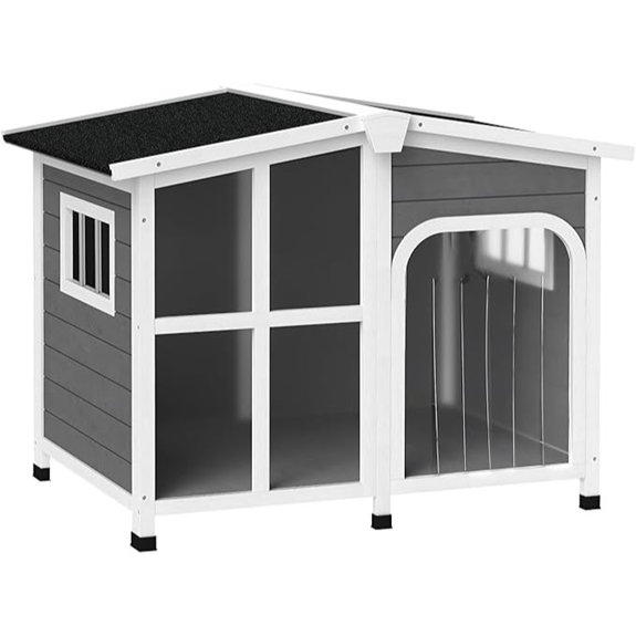 PawHut Cabin-Style Wooden Dog House for Large Dogs