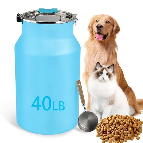 40 lb Stainless Steel Pet Food Storage Bin (Blue)
