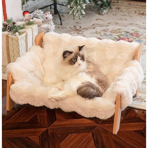 CHEERHOME Elevated Wooden Cat Sofa with Removable Cover