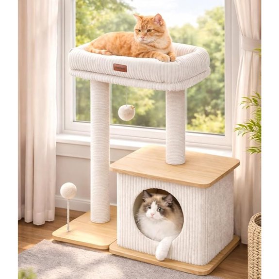 Nordic Modern Wooden Cat Tree with Scratching Posts