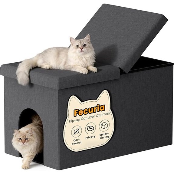 3-in-1 Hidden Cat Litter Box Bench (Dark Grey)